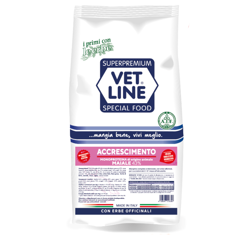 VET LINE Crocchette per Cane ACCRESCIMENTO Secco Monoproteico 3 kg