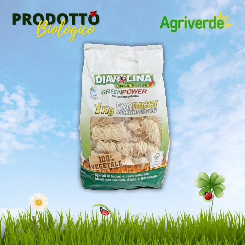 Diavolina Accendi fuoco Eco-Ricci 100% vegetale GreenPower Camini stufe 1 Kg